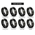 font options for inside engraving on black & grey queen crown rings