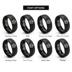 font options for inside engraving on black queen crown rings