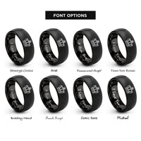 font options for inside engraving on black queen crown rings