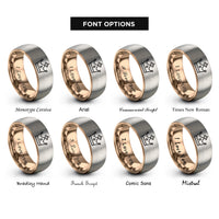 font options for inside engraving on rose gold & gray queen crown rings