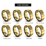 font options for inside engraving on black & gold queen skull crown rings