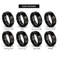 font options for inside engraving on black queen skull crown rings