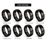 font options for inside engraving on black queen tiara heart rings
