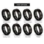 font options for inside engraving on black queen tiara heart rings