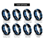 font options for inside engraving on blue & gray queensland rings