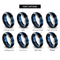 font options for inside engraving on blue & gray queensland rings