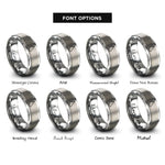 font options for inside engraving on silver queensland rings