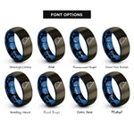 font options for inside engraving on gunmetal & blue queensland rings