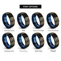 font options for inside engraving on gunmetal & blue queensland rings