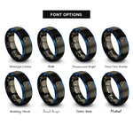 font options for inside engraving on gunmetal & blue queensland rings