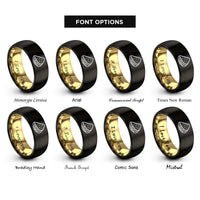 font options for inside engraving on black & gold quesadilla rings