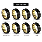 font options for inside engraving on black & gold quesadilla rings