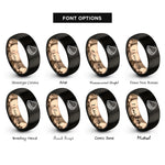 font options for inside engraving on black & rose gold quesadilla rings