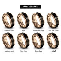 font options for inside engraving on black & rose gold quesadilla rings