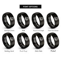 font options for inside engraving on black quesadilla rings