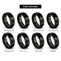 font options for inside engraving on black quesadilla rings