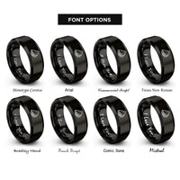 font options for inside engraving on black quesadilla rings