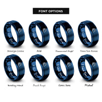 font options for inside engraving on blue queue rings