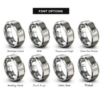 font options for inside engraving on gray queue rings