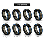 font options for inside engraving on gunmetal & blue queue rings