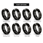 font options for inside engraving on black & silver quick grip clamp rings