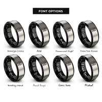 font options for inside engraving on black & silver quick grip clamp rings