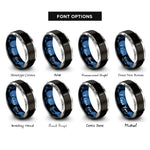 font options for inside engraving on black & blue & silver quickdraw rope rings