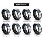 font options for inside engraving on black & blue & silver quickdraw rope rings