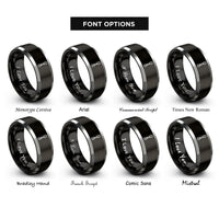 font options for inside engraving on black & grey quickdraw rope rings