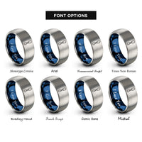 font options for inside engraving on blue & silver quickdraw rope rings