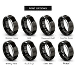 font options for inside engraving on black & silver quicksilver mercury rings