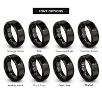 font options for inside engraving on black quicksilver mercury rings