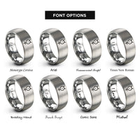 font options for inside engraving on grey quicksilver mercury rings