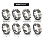 font options for inside engraving on silver quicksilver mercury rings