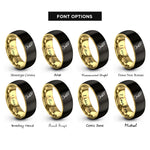 font options for inside engraving on black & gold quill ink rings