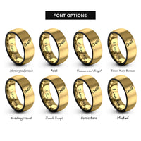 font options for inside engraving on black & gold quill ink rings