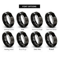 font options for inside engraving on black & silver quill ink rings