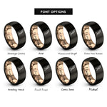 font options for inside engraving on black & rose gold quill ink rings