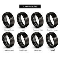 font options for inside engraving on black quill ink rings