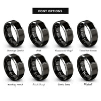 font options for inside engraving on black & gray quill inkwell rings