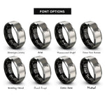 font options for inside engraving on black & gray quill inkwell rings