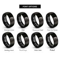 font options for inside engraving on black quill inkwell rings
