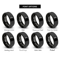 font options for inside engraving on black quill inkwell rings