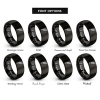 font options for inside engraving on black quill pen rings