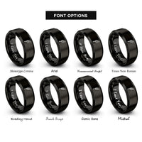 font options for inside engraving on black quill pen rings
