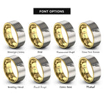 font options for inside engraving on gold & gray quill pen rings