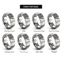 font options for inside engraving on gray quill pen rings