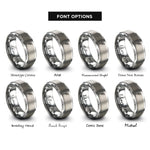font options for inside engraving on grey quill pen rings