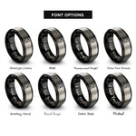 font options for inside engraving on black & gray quilt block rings