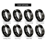 font options for inside engraving on black & silver quilt block rings